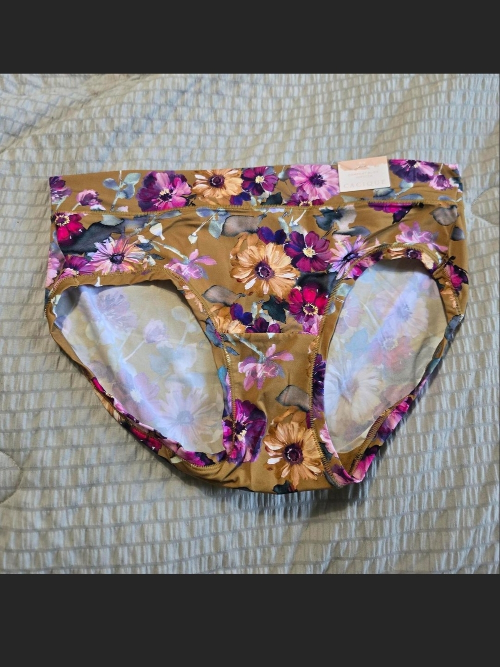 Cacique Floral Brief Pantie Multi with Pink & Purple Blooms